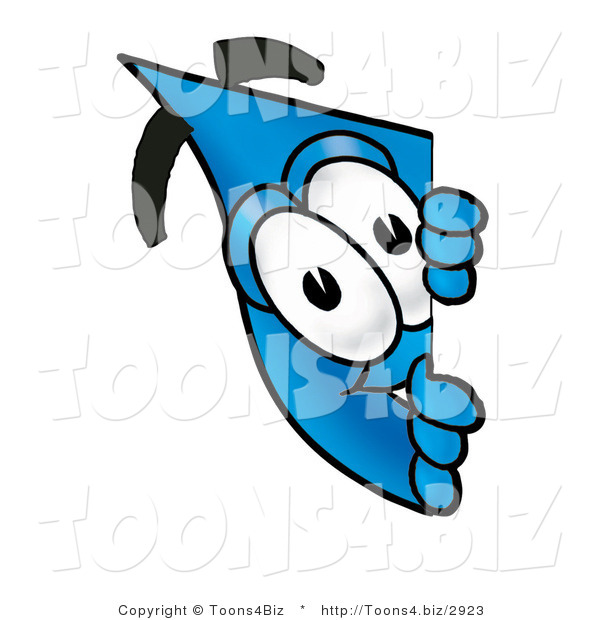Illustration of a Cartoon Water Drop Mascot Peeking Around a Corner
