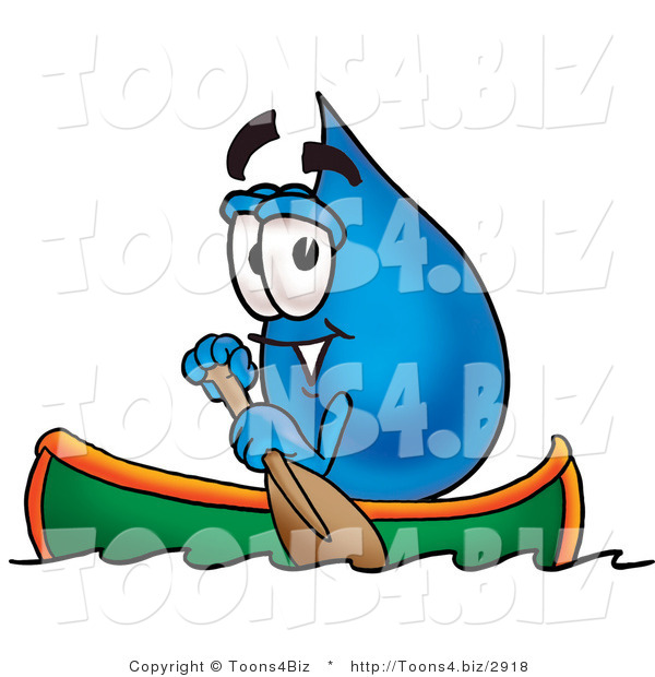 Illustration of a Cartoon Water Drop Mascot Rowing a Boat
