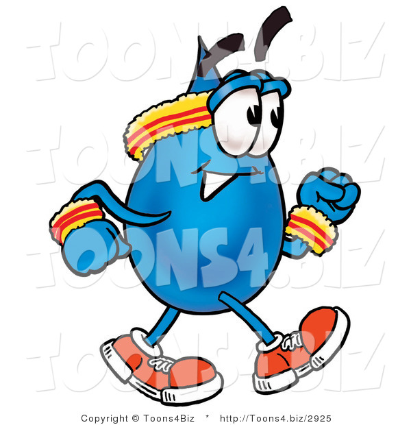 Illustration of a Cartoon Water Drop Mascot Speed Walking or Jogging