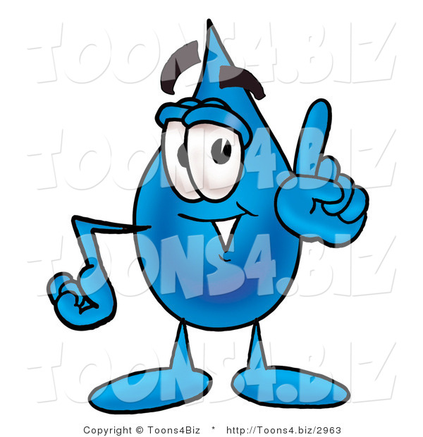 Illustration of a Cartoon Water Drop Mascot Waving His Finger While Lecturing