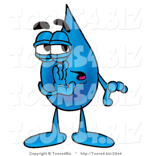 Illustration of a Cartoon Water Drop Mascot Whispering and Gossiping