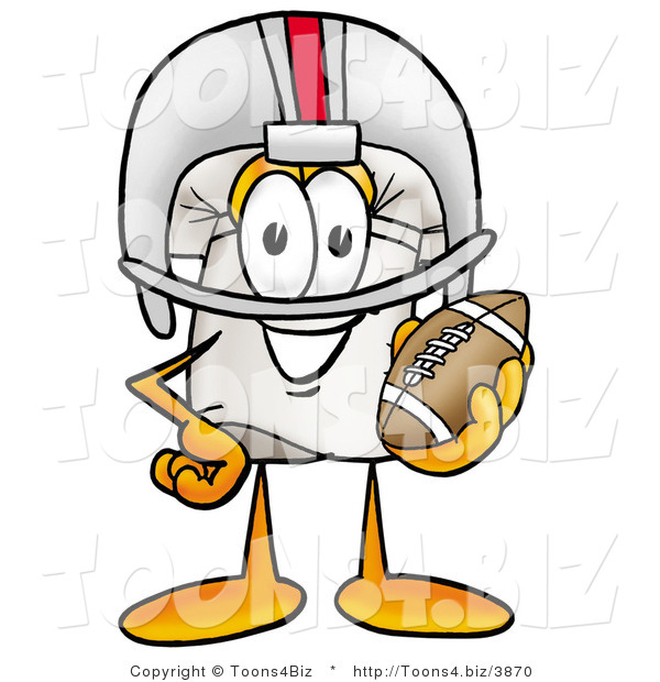 Illustration of a Chef Hat Mascot in a Helmet, Holding a Football
