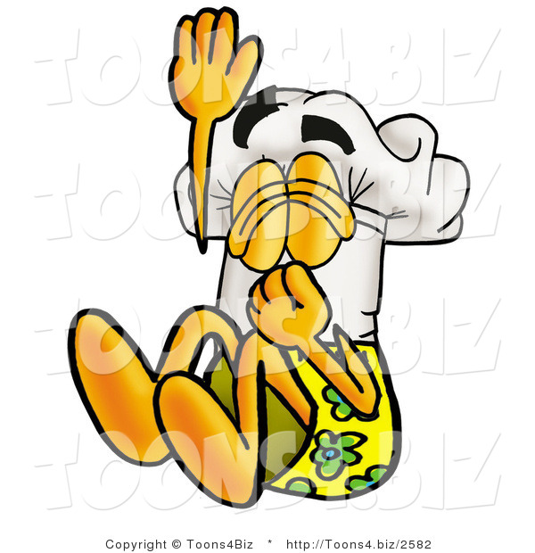 Illustration of a Chef Hat Mascot Plugging His Nose While Jumping into Water