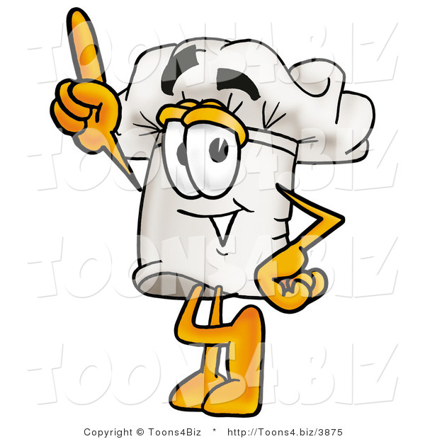 Illustration of a Chef Hat Mascot Pointing Upwards