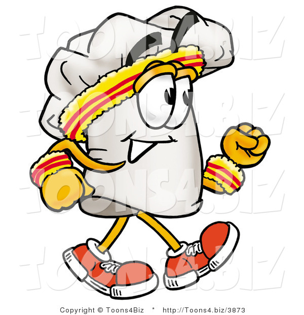 Illustration of a Chef Hat Mascot Speed Walking or Jogging