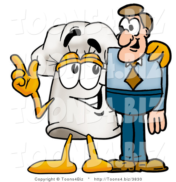 Illustration of a Chef Hat Mascot Talking to a Business Man