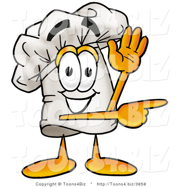 Illustration of a Chef Hat Mascot Waving and Pointing