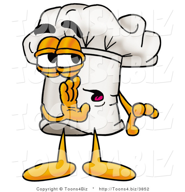 Illustration of a Chef Hat Mascot Whispering and Gossiping