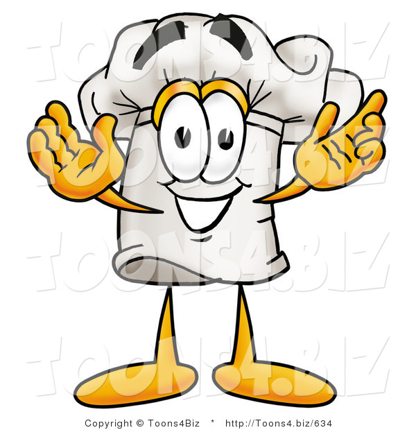 Illustration of a Chef Hat Mascot with Welcoming Open Arms
