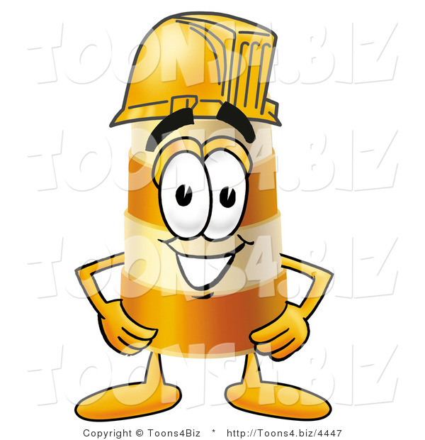 Illustration of a Construction Safety Barrel Mascot Wearing a Helmet
