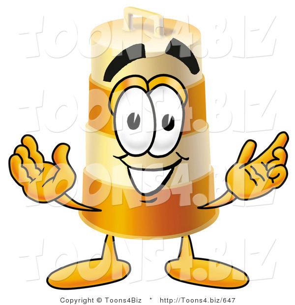 Illustration of a Construction Safety Barrel Mascot with Welcoming Open Arms