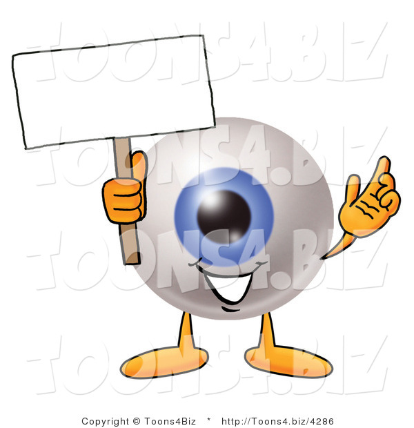 Illustration of a Eyeball Mascot Holding a Blank Sign