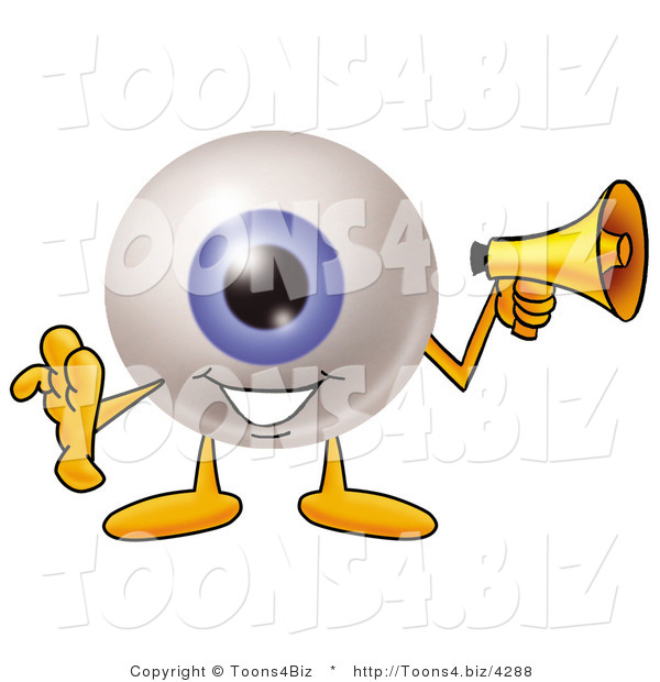 Illustration of a Eyeball Mascot Holding a Megaphone