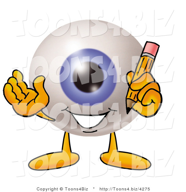 Illustration of a Eyeball Mascot Holding a Pencil