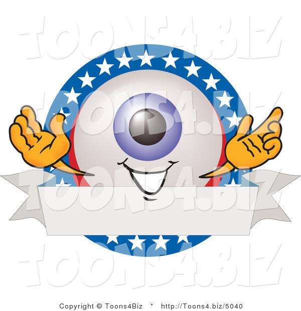 Illustration of a Eyeball Mascot on a Blank American Themed Label