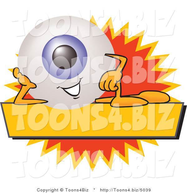 Illustration of a Eyeball Mascot on a Blank Yellow and Orange Label