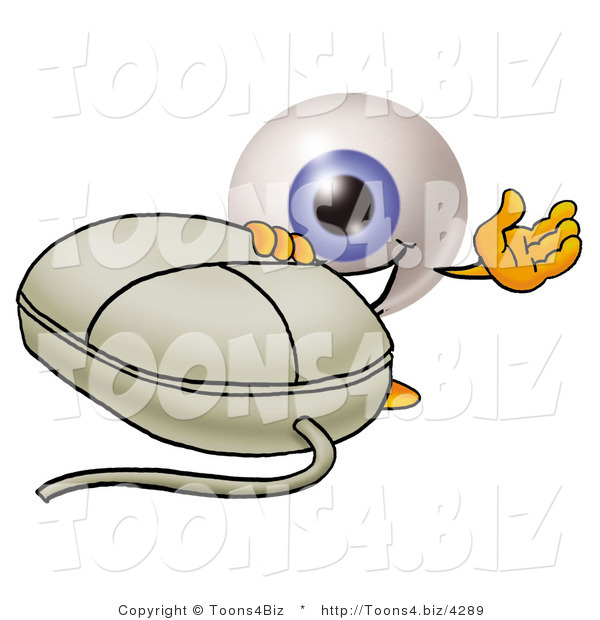 Illustration of a Eyeball Mascot with a Computer Mouse