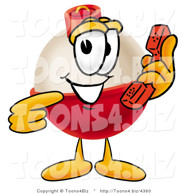 Illustration of a Fishing Bobber Mascot Holding a Telephone