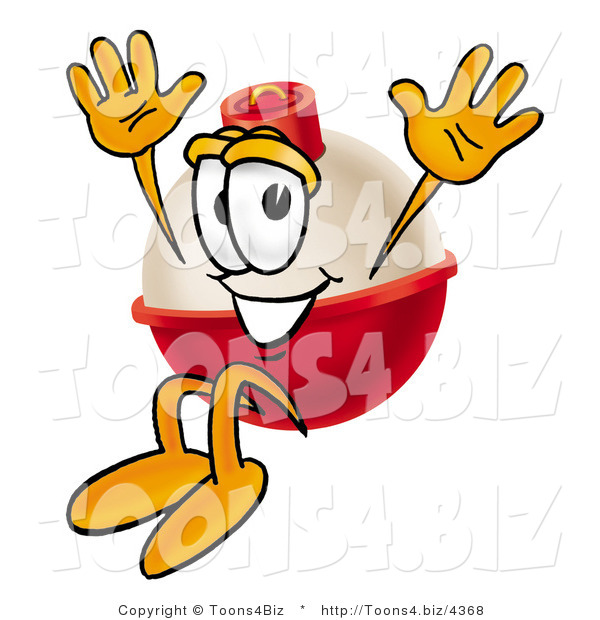 Illustration of a Fishing Bobber Mascot Jumping
