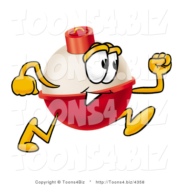 Illustration of a Fishing Bobber Mascot Running