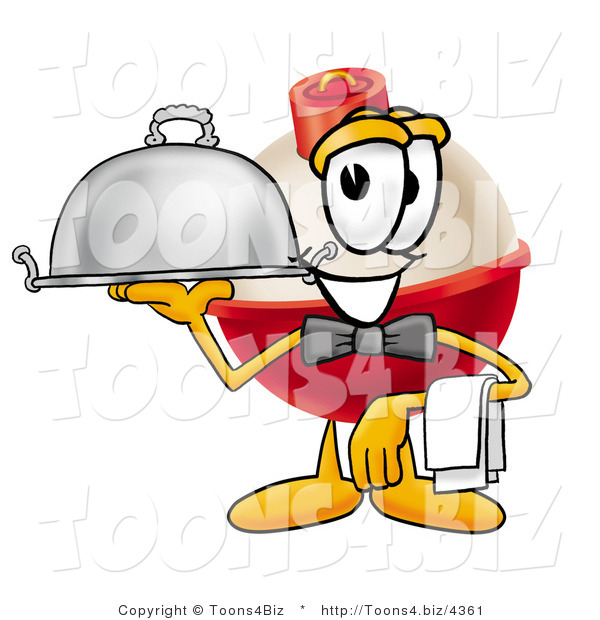 Illustration of a Fishing Bobber Mascot Serving a Thanksgiving Turkey on a Platter