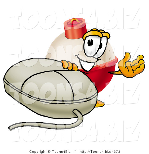 Illustration of a Fishing Bobber Mascot with a Computer Mouse