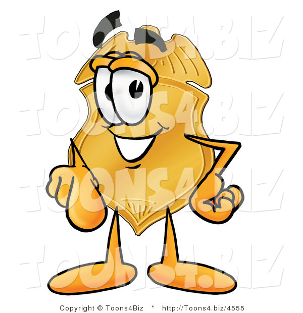 Illustration of a Police Badge Mascot Pointing at the Viewer