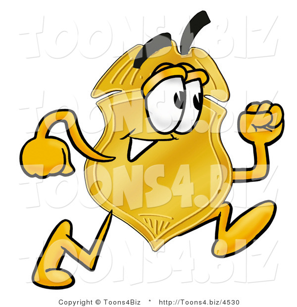Illustration of a Police Badge Mascot Running
