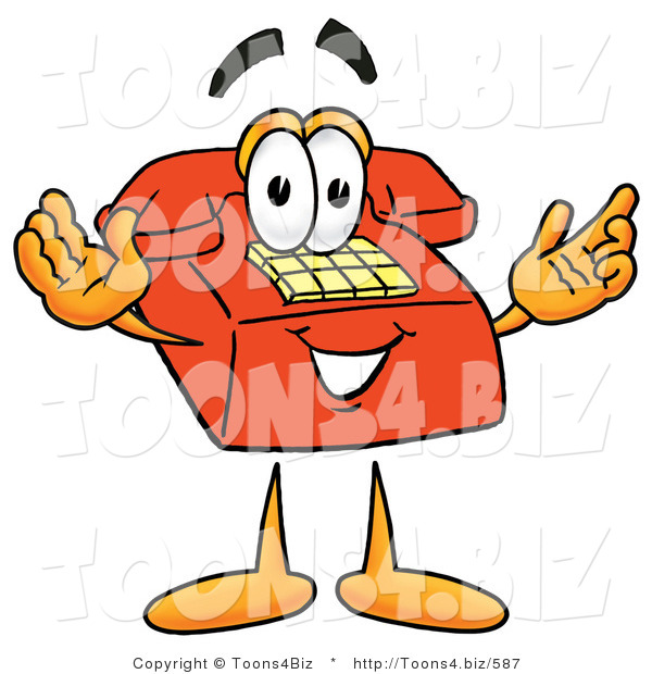 Illustration of a Red Cartoon Telephone Mascot with Welcoming Open Arms