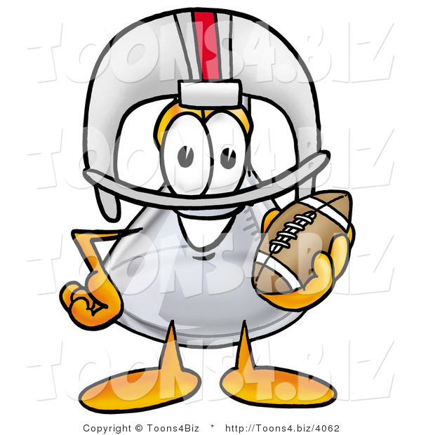 Illustration of a Science Beaker Mascot in a Helmet, Holding a Football