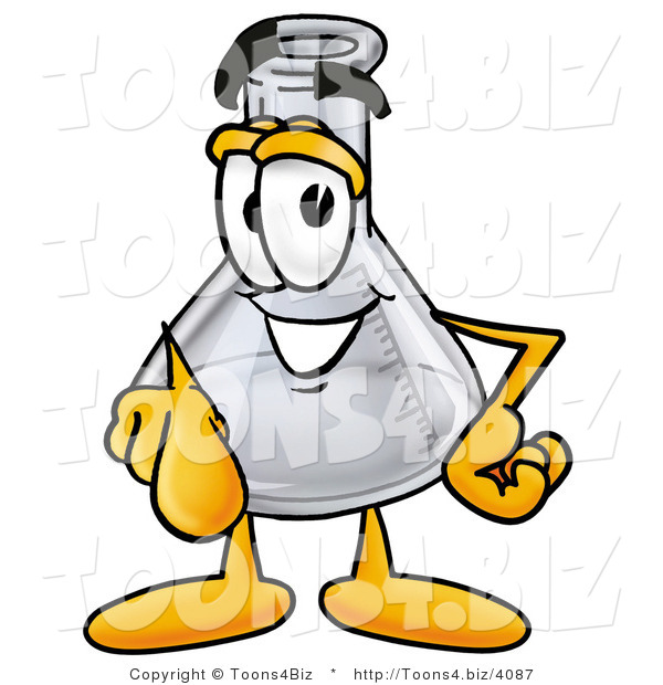 Illustration of a Science Beaker Mascot Pointing at the Viewer