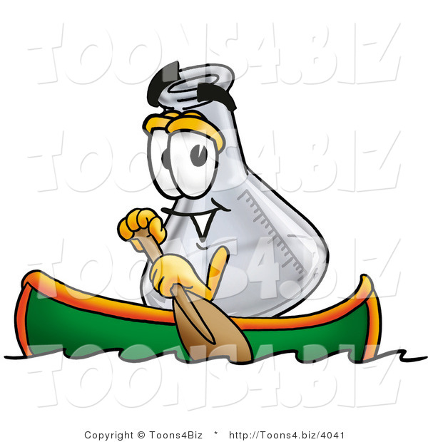 Illustration of a Science Beaker Mascot Rowing a Boat