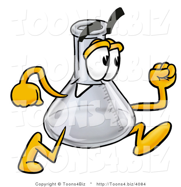 Illustration of a Science Beaker Mascot Running