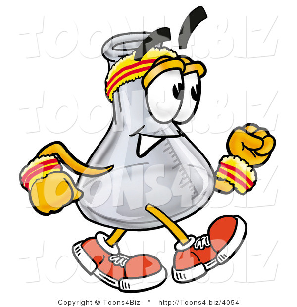Illustration of a Science Beaker Mascot Speed Walking or Jogging