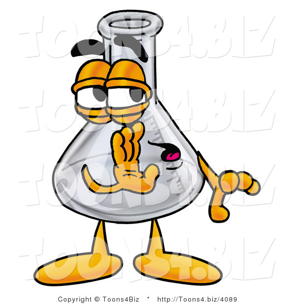 Illustration of a Science Beaker Mascot Whispering and Gossiping