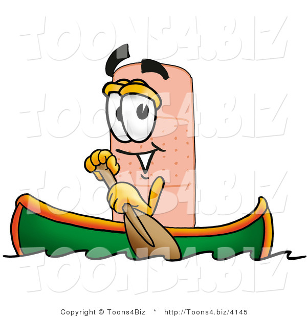Illustration of an Adhesive Bandage Mascot Rowing a Boat