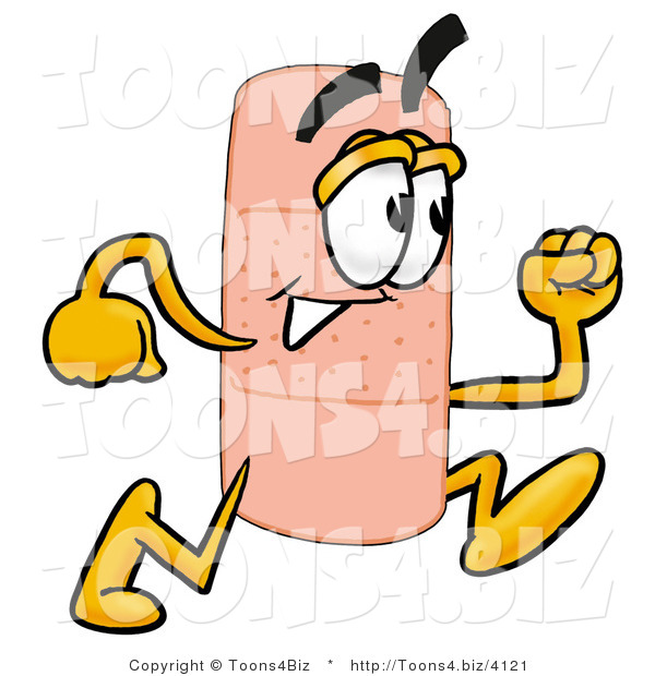 Illustration of an Adhesive Bandage Mascot Running