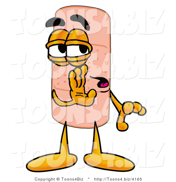 Illustration of an Adhesive Bandage Mascot Whispering and Gossiping