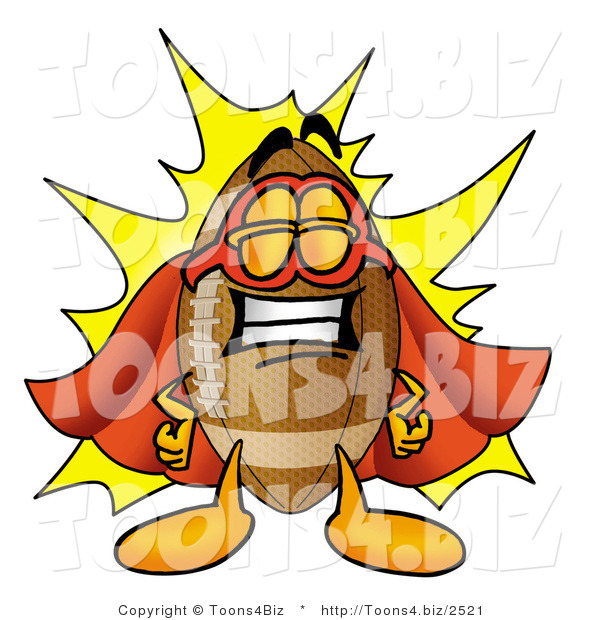 Illustration of an American Football Mascot Dressed As a Super Hero