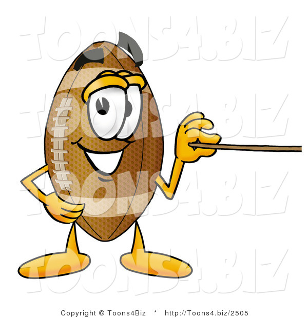 Illustration of an American Football Mascot Holding a Pointer Stick