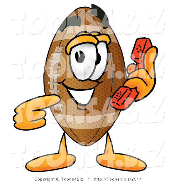 Illustration of an American Football Mascot Holding a Telephone