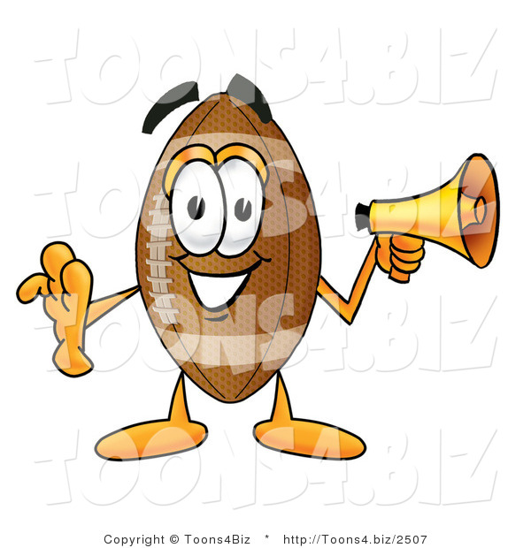 Illustration of an American Football Mascot Screaming into a Megaphone