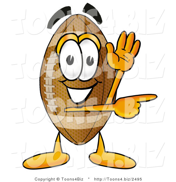 Illustration of an American Football Mascot Waving and Pointing