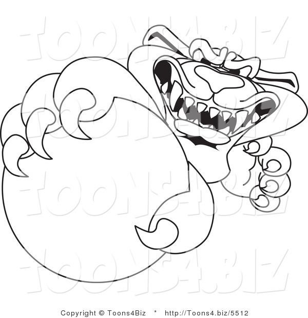 Line Art Vector Illustration of a Cartoon Panther Mascot Grabbing a Ball