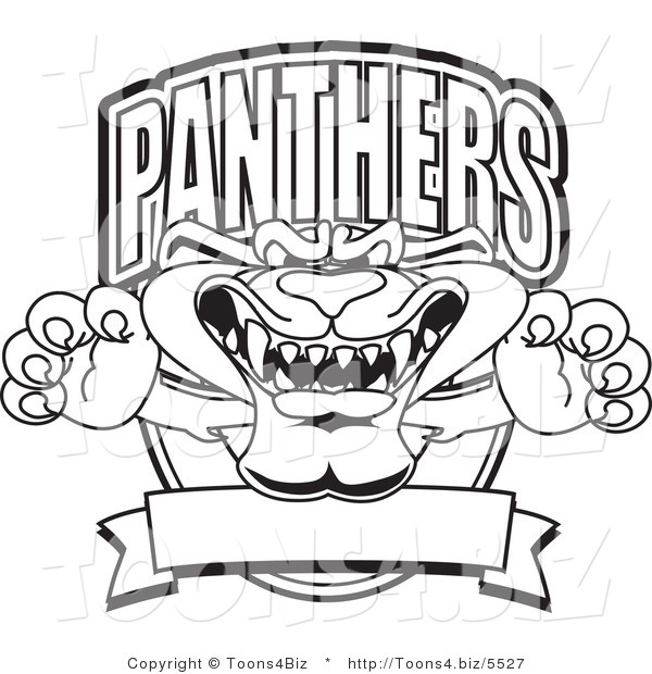 Line Art Vector Illustration of a Cartoon Panther Mascot Logo