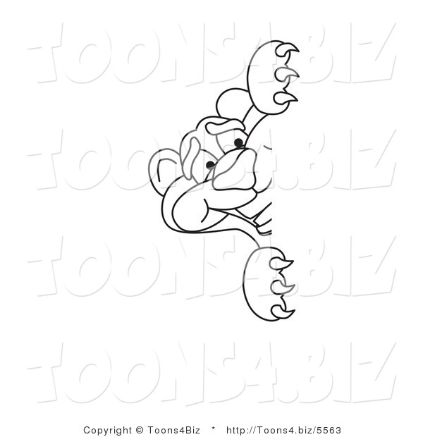 Line Art Vector Illustration of a Cartoon Panther Mascot Peeking