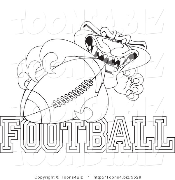 Line Art Vector Illustration of a Cartoon Panther Mascot with Football Text