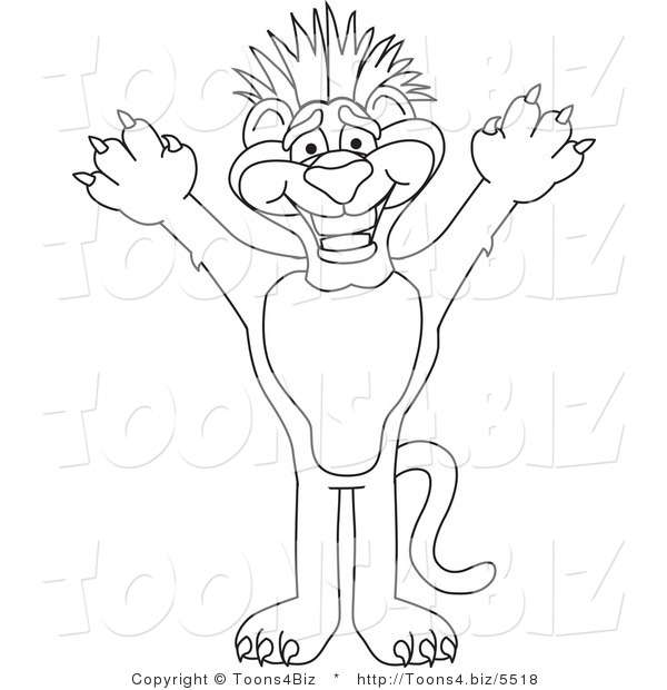 Line Art Vector Illustration of a Cartoon Panther Mascot with Funky Hair
