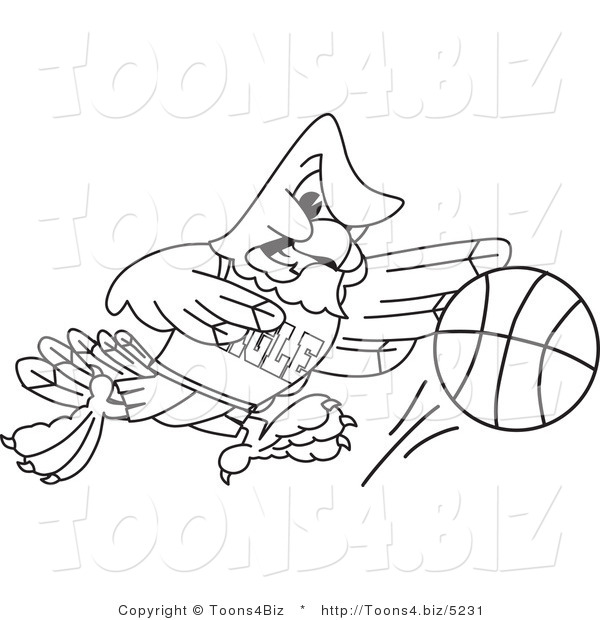 Vector Illustration of a Bald Eagle Basketball Player Outline