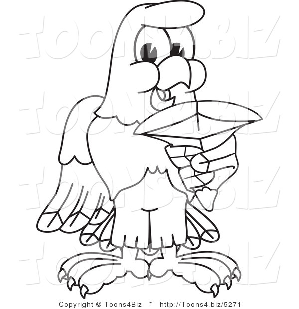 Vector Illustration of a Bald Eagle Holding a Shark Tooth Outline